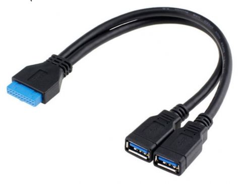 USB 3.0 A Female to 20 Pin 20cm 2 Port